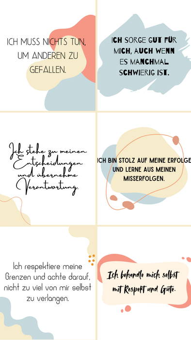 6-er Set Affirmationen Selbstliebe